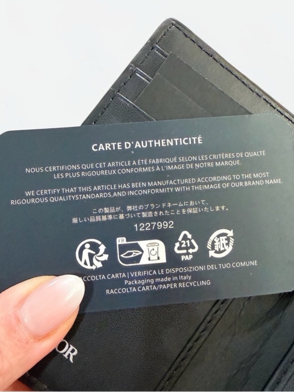 Dior Parfums Black Textured Leather Card Holder with dust bag - NIB - Picture 9 of 13